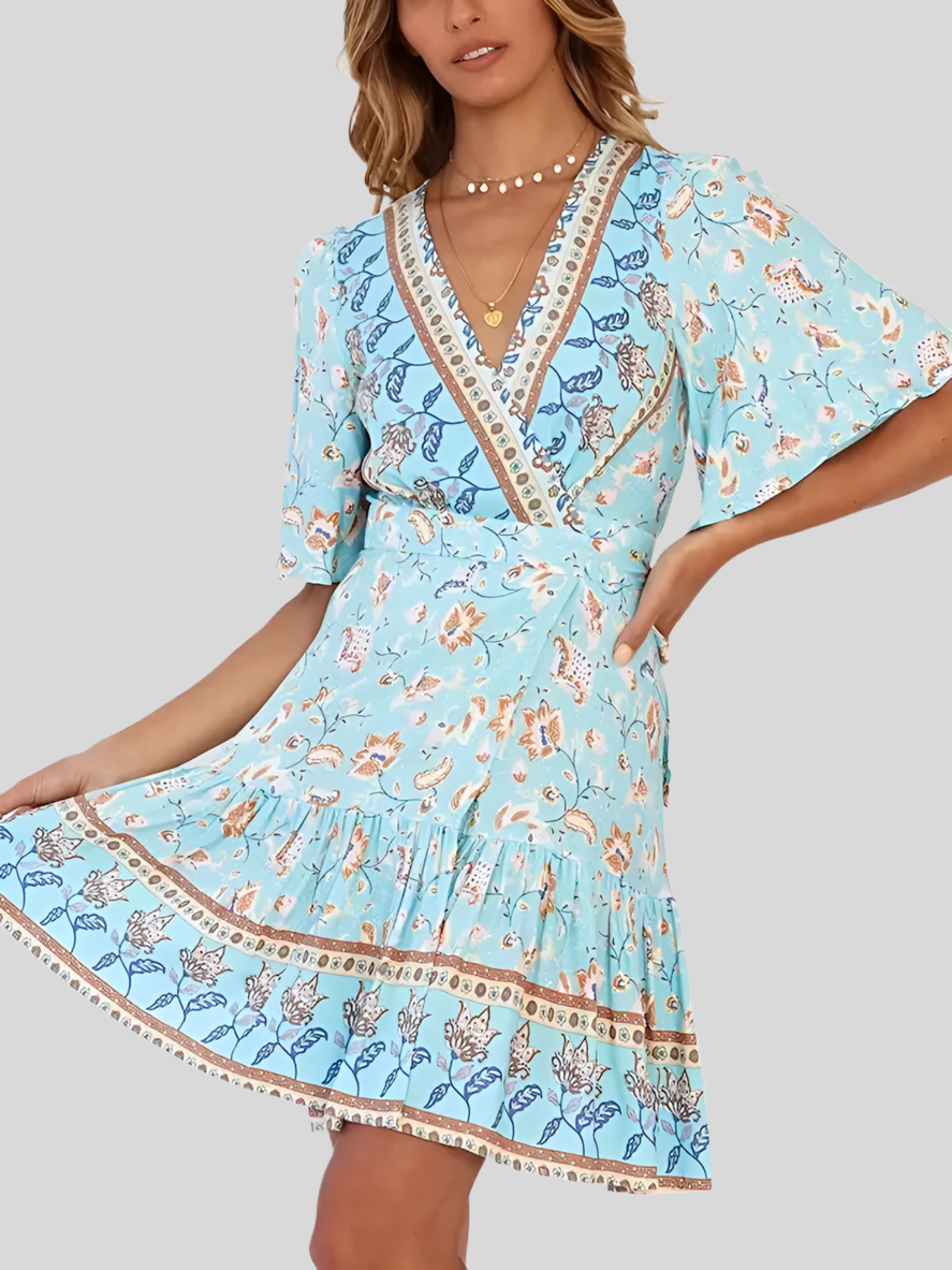 Vestido Boho manga corta linea A