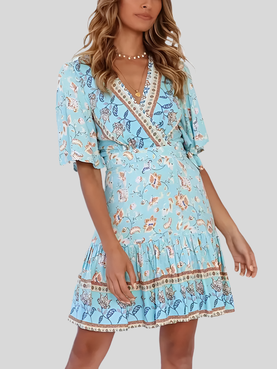 Vestido Boho manga corta linea A