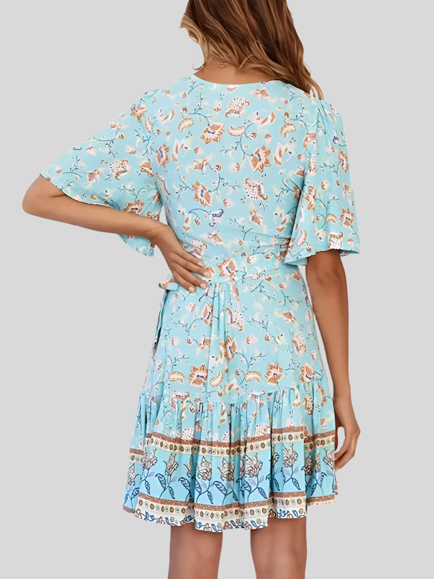 Vestido Boho manga corta linea A