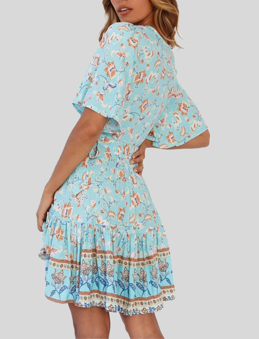 Vestido Boho manga corta linea A