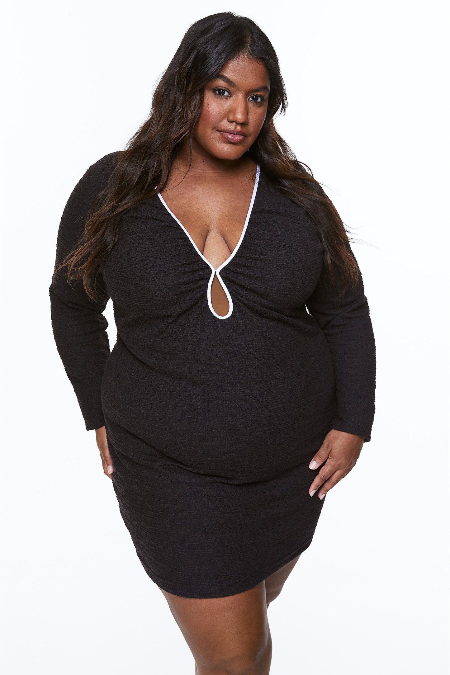 Vestido bouclé con detalle de cerradura