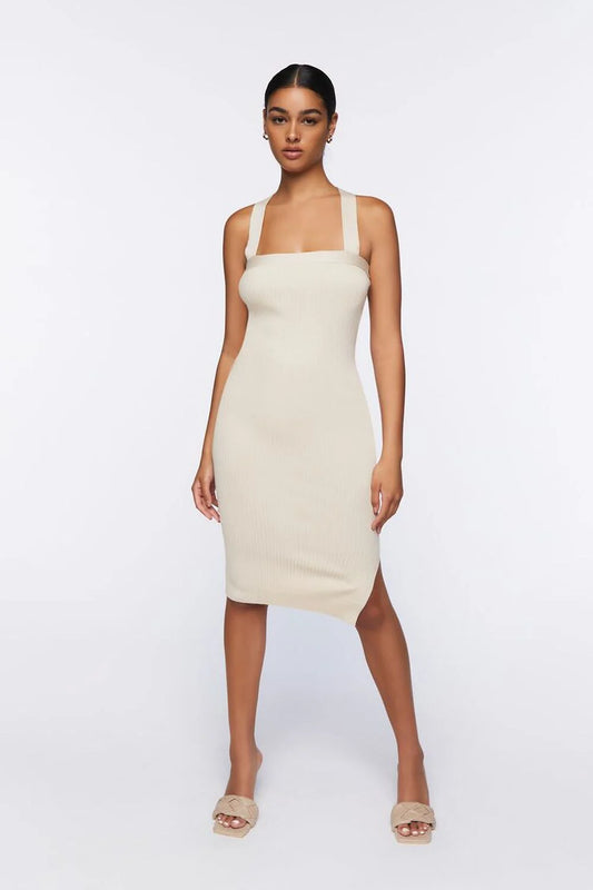 Viscose Dress-cruzado de canalé