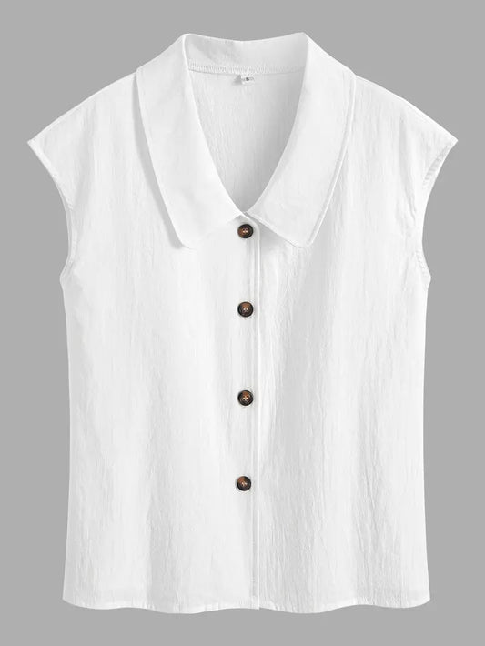 White Summer Blouse -Algodón