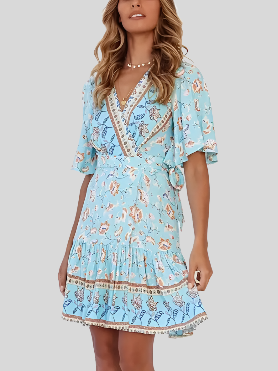 Vestido Boho manga corta linea A