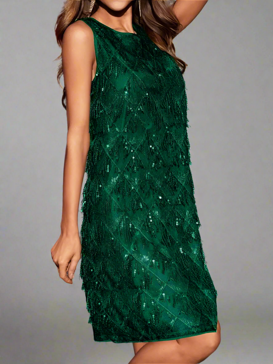 Emerald Fringe Dress