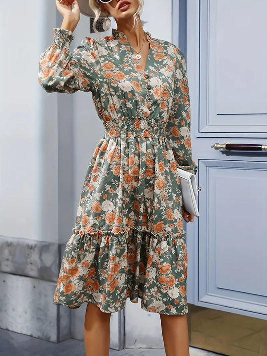 Vestido con Ribete de estampado Floral