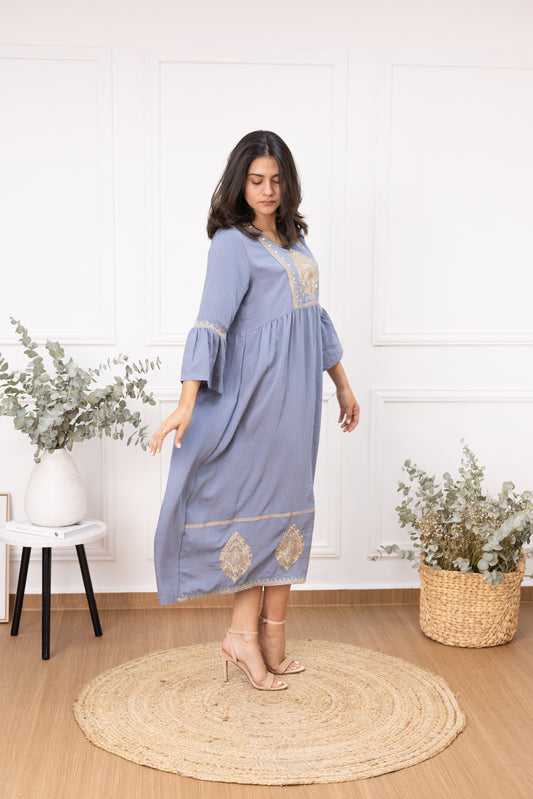 Dulce Encanto Blue Rayon Dress