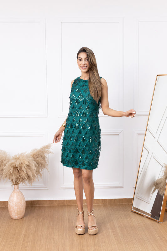 Emerald Fringe Dress
