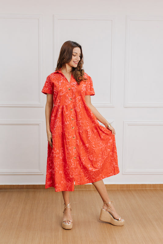 Coral Dress - Algodón Hindú