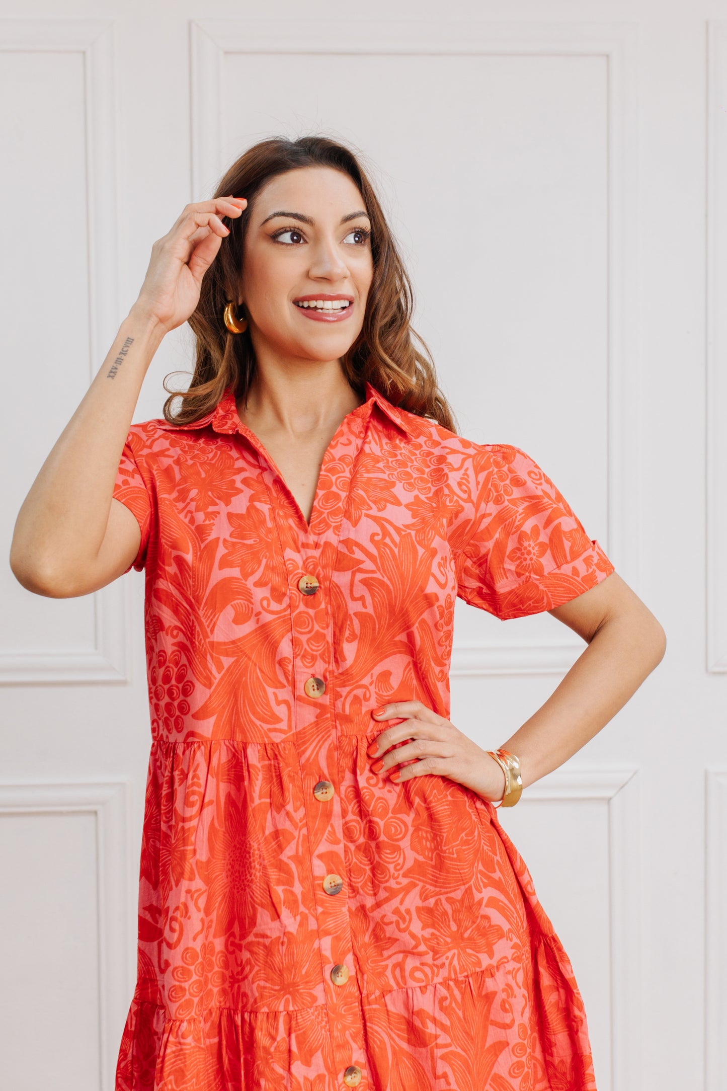 Coral Dress - Algodón Hindú